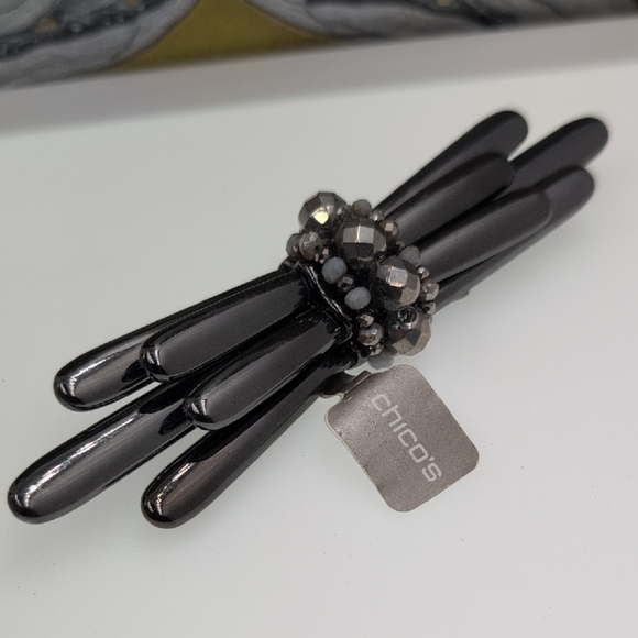 Chico's Pewter Gray Brooch with Geometric Rhinestone Design - Picture 5 of 5